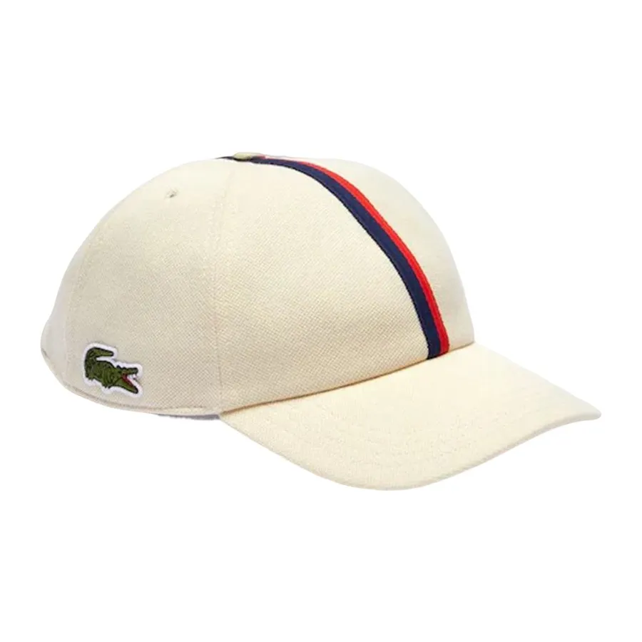 Mũ nón Sữa - Mũ Lacoste Tricolour Band Cotton Piqué Cap Beige RK9394 056 Màu Sữa - Vua Hàng Hiệu