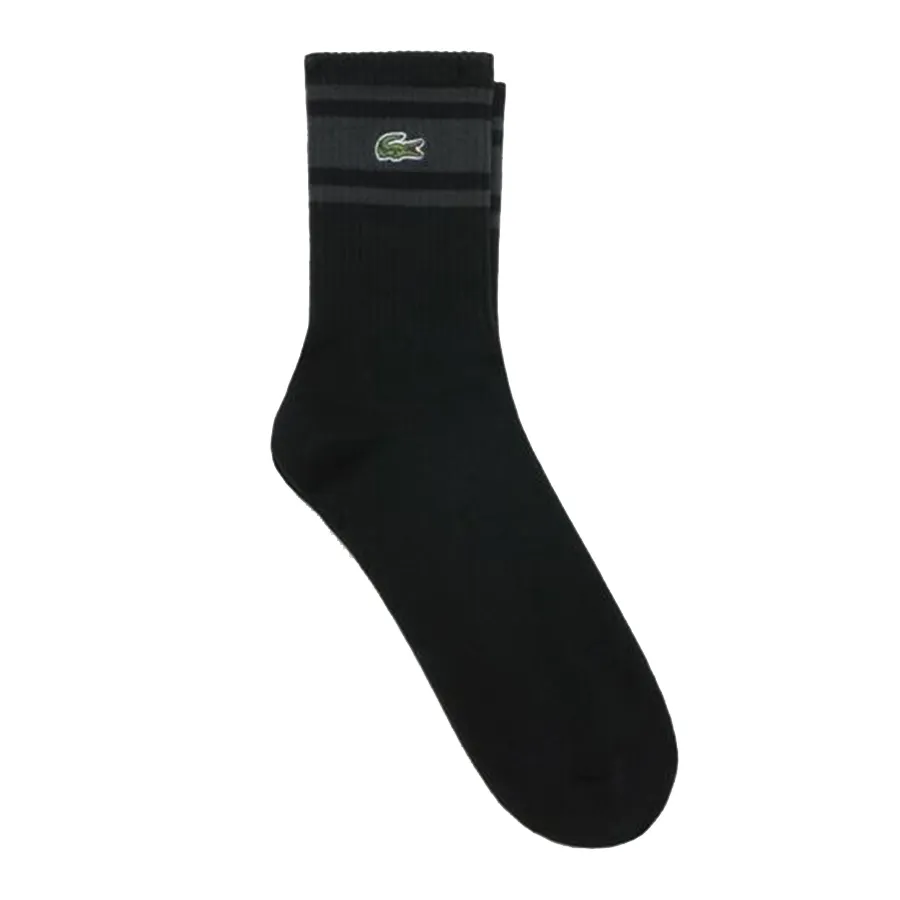 Thời trang Cotton, Nylon, Polyurethane - Tất Lacoste Striped Block Socks RA670E Màu Đen - Vua Hàng Hiệu