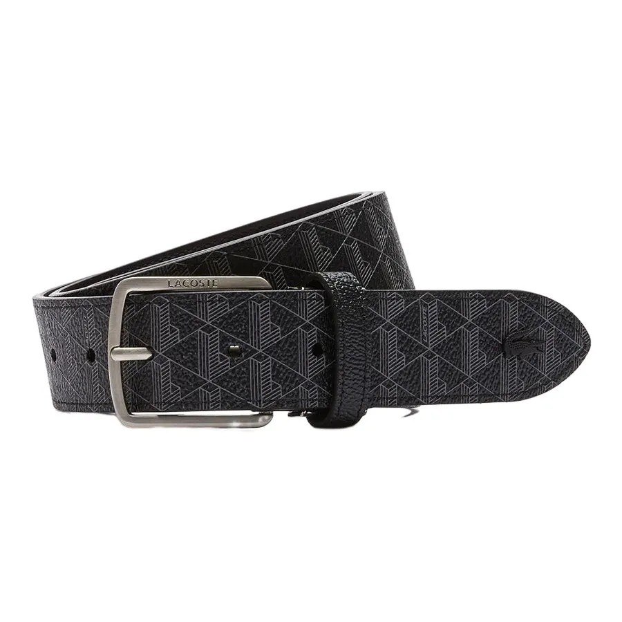 Thắt lưng Lacoste - Thắt Lưng Lacoste Monogram Tongue Buckle Woven Belt RC4041 Màu Đen Xám Size 100 - Vua Hàng Hiệu