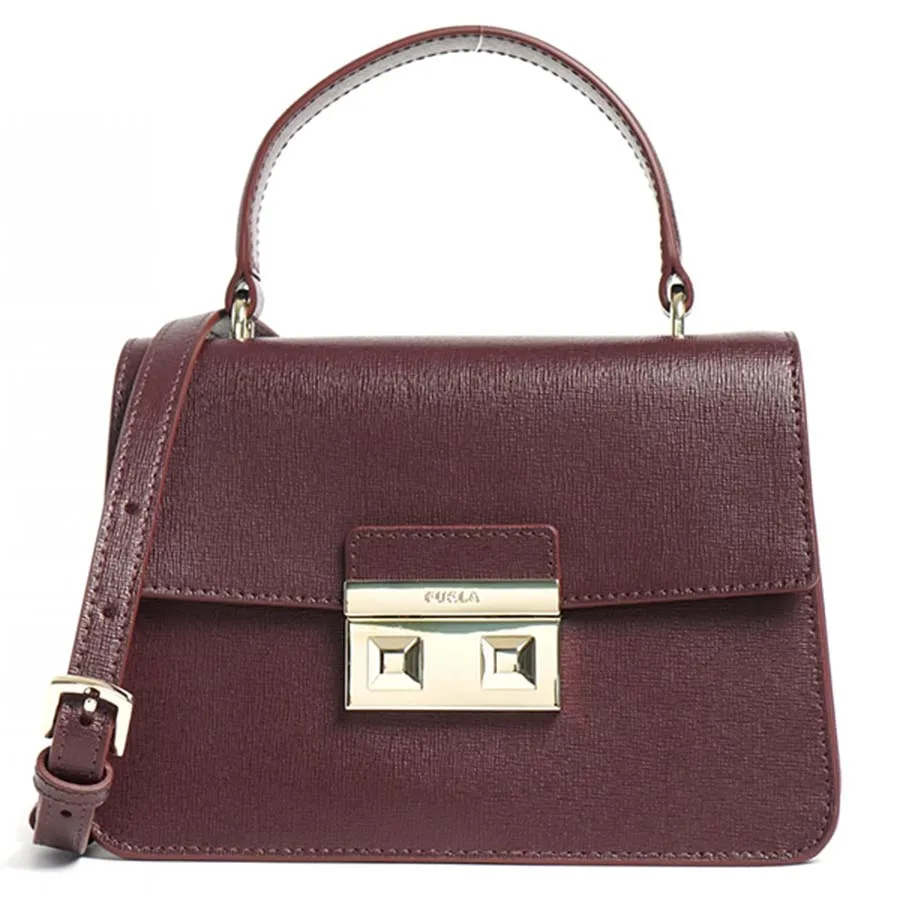 Túi xách Đỏ tía - Túi Đeo Chéo Furla Bella Top Handle Mini Burgundy Màu Đỏ Tía - Vua Hàng Hiệu