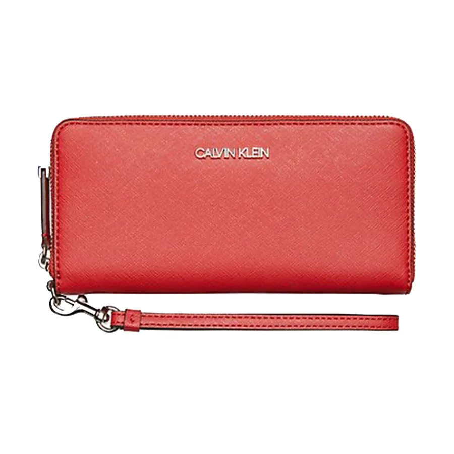 Ví Calvin Klein CK Saffiano Leather Zip Continental Wallet Màu Đỏ Size 20
