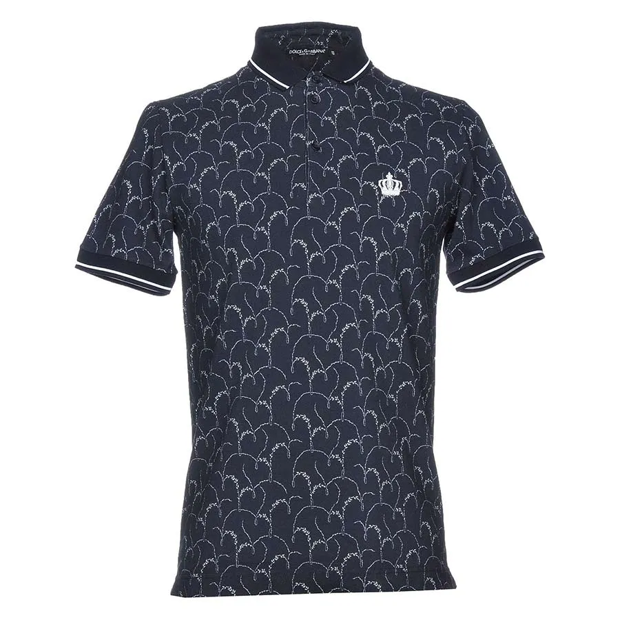 Thời trang Dolce & Gabbana Xanh navy - Áo Polo Nam Dolce & Gabbana D&G Crown Logo Embroidered G8GH1T G7HPY HB037 Màu Xanh Navy Size 44 - Vua Hàng Hiệu