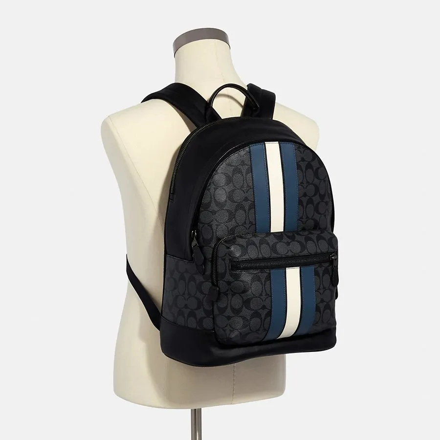 Mua Balo Nam Coach West Backpack In Signature Canvas With Varsity