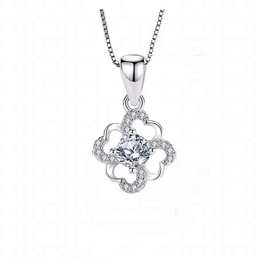 Dây Chuyền Lili Jewelry Bạc Nữ Đính Đá CZ Cỏ 4 Lá Trái Tim Tình Yêu LILI_732378 Màu Bạc