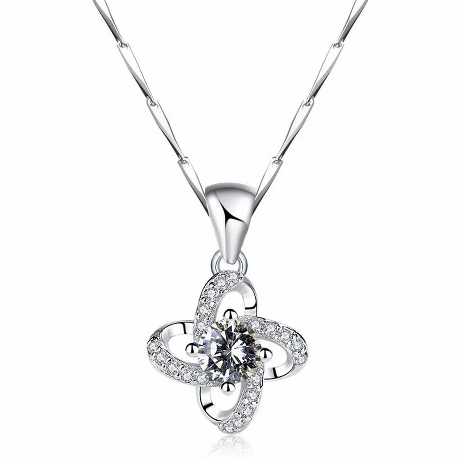 Dây Chuyền Lili Jewelry Bạc Ta S999 Nữ Đính Đá CZ Cỏ 4 Lá LILI_212567 Màu Trắng