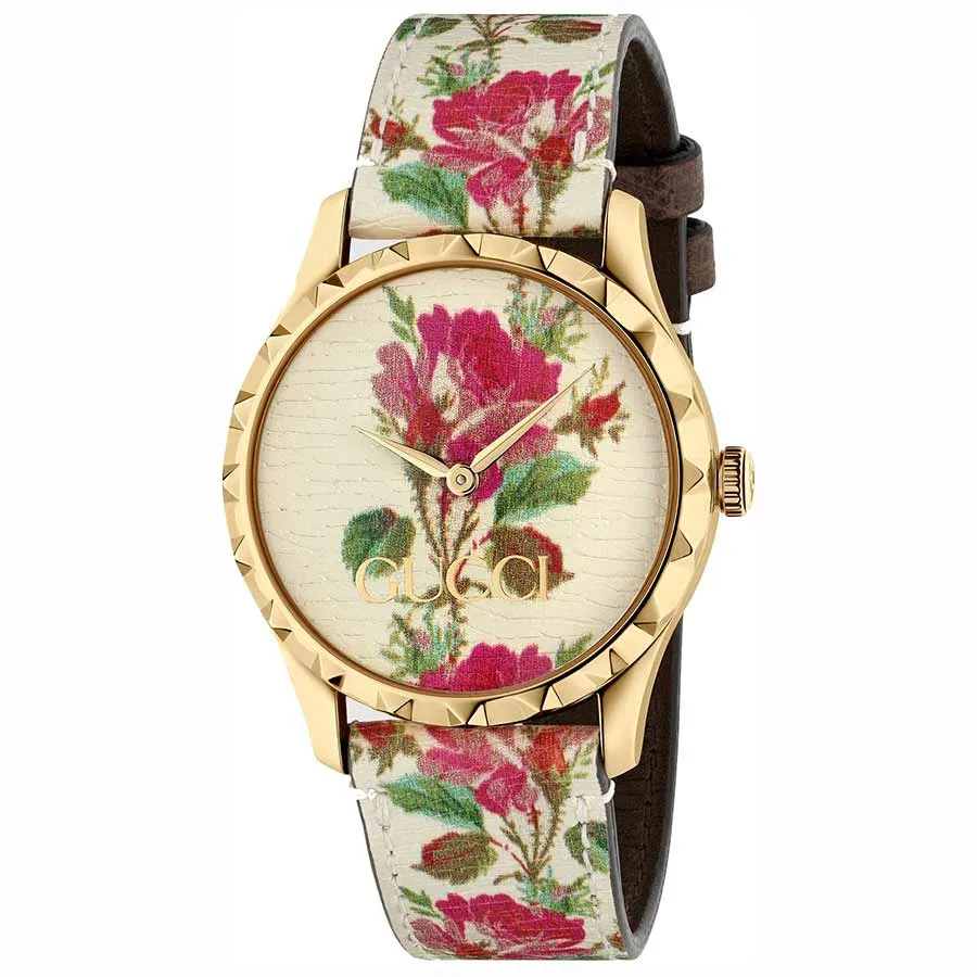 Đồng hồ Vàng phối họa tiết - Đồng Hồ Nữ Gucci G-Timeless Aqua Floral YA1264084 Màu Vàng Phối Họa Tiết - Vua Hàng Hiệu