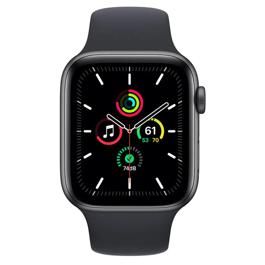 Apple Dây Silicone - Đồng Hồ Thông Minh Apple Watch SE 44mm Viền Nhôm Dây Silicone Màu Xanh Đen - Vua Hàng Hiệu