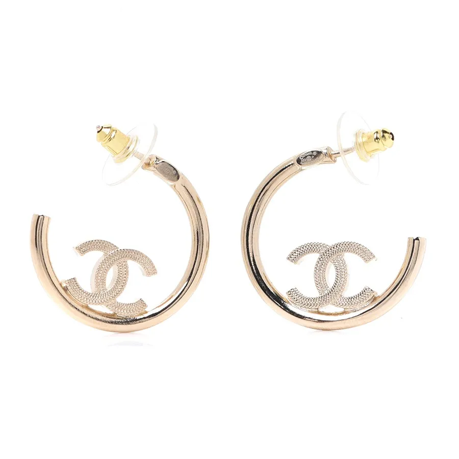 Mua Khuyên Tai Chanel Metal-Textured Cc-Hoop Earrings Gold Màu Vàng - Chanel  - Mua tại Vua Hàng Hiệu h065434