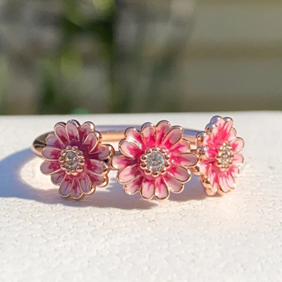 Pandora Daisy Ring Pandora Pink Flower Ring Pandora Rose Gold