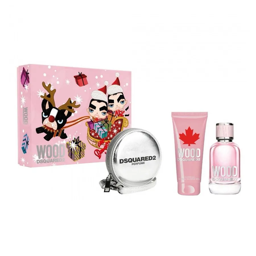 Nước hoa DSquared2 - Set Nước Hoa Nữ Và Sữa Tắm Dsquared2 Wood Pour Femme 100ml Eau De Toilette Gift Set 3 Món - Vua Hàng Hiệu