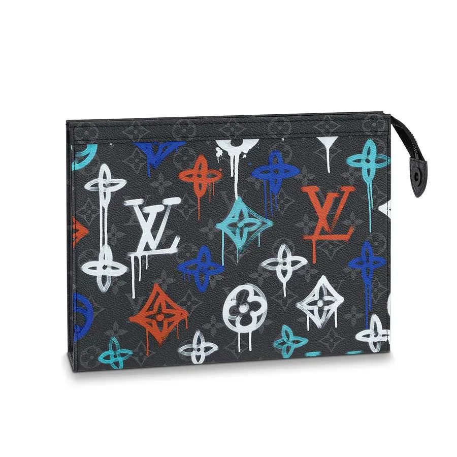 Blue Louis Vuitton Monogram Taigarama Pochette Voyage MM Clutch Bag   Designer Revival