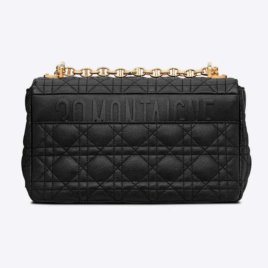 Medium Dior Caro Bag Black Supple Cannage Calfskin  DIOR SG