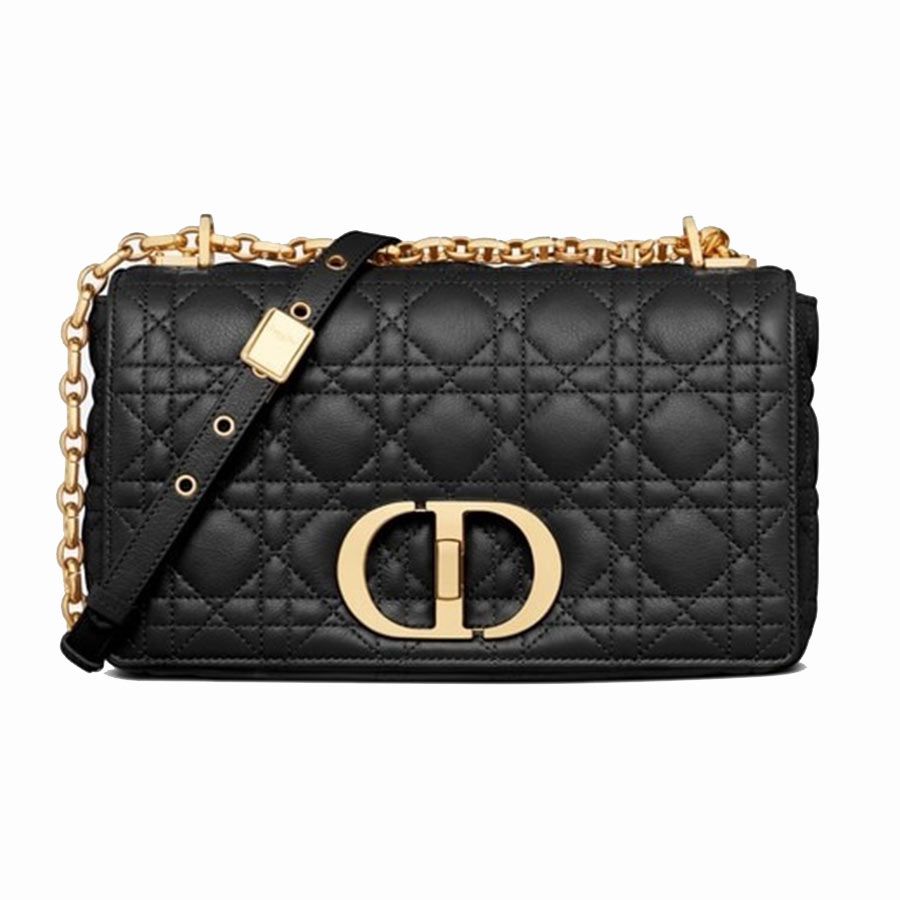 Small Dior Caro Bag Black Cannage Cotton with Micropearl Embroidery  DIOR  CY