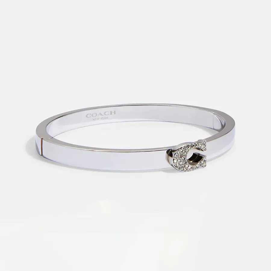 Vòng Đeo Tay Coach Pave Signature Hinged Bangle 91428 Màu Bạc