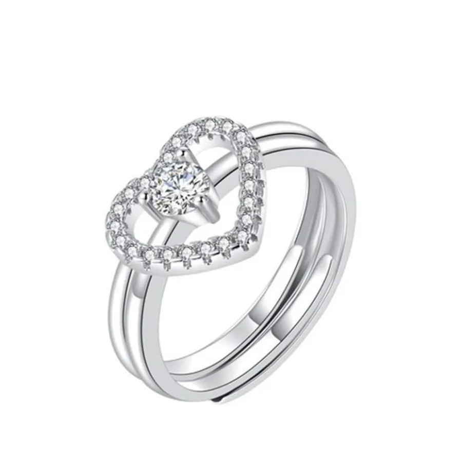 Nhẫn LiLi Jewelry Hình Trái Tim Đính Đá Cz Lili_744787 Màu Bạc