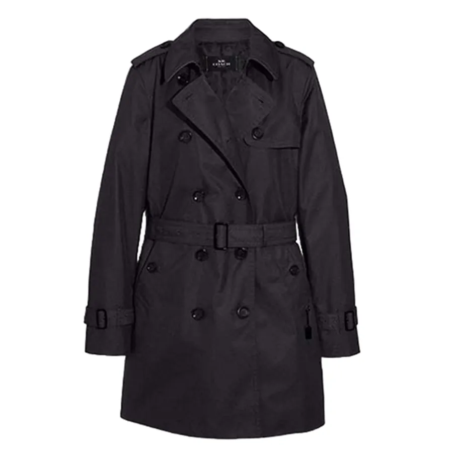 Áo Măng Tô Nữ Coach F34024 Women's Trench Coat Black Màu Đen Size XXS
