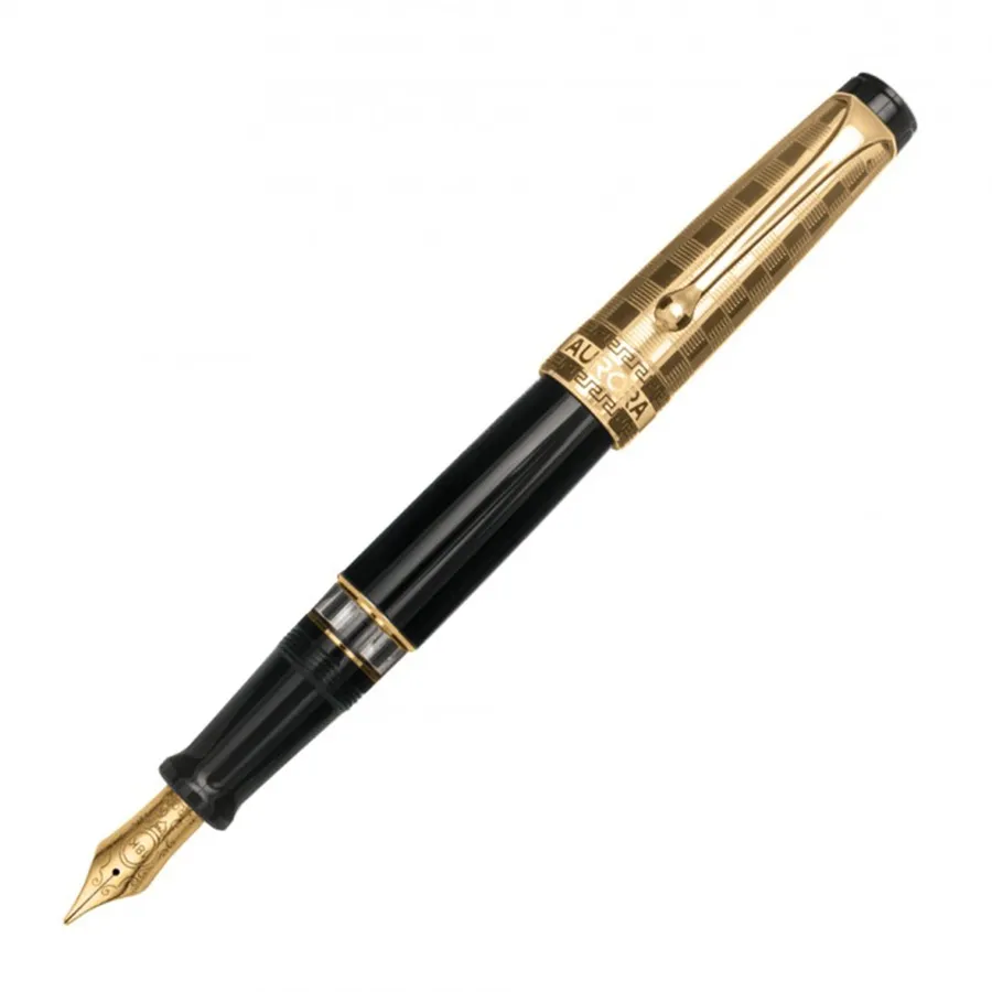 Bút viết Nhựa cao cấp - Bút Máy Aurora Optima Decò Fountain Pen Màu Đen - Vua Hàng Hiệu