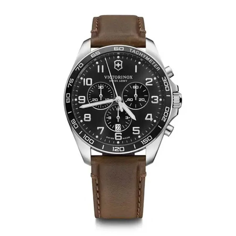 Đồng hồ Nâu, đen - Đồng Hồ Nam Victorinox FieldForce Classic Chronograph Quartz Black Dial 241928 Màu Nâu Đen - Vua Hàng Hiệu