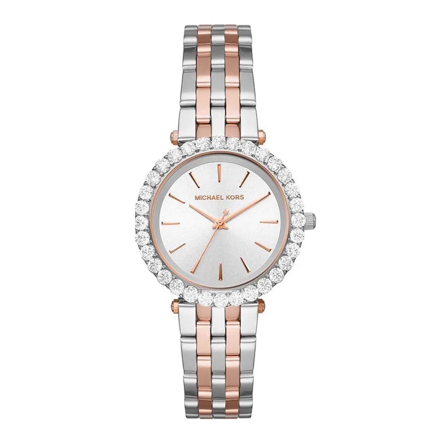 Michael Kors Bạc, vàng hồng Mặt tròn Máy Quartz (Pin) - Đồng Hồ Nữ Michael Kors MK4515 Dây Thép Không Gỉ 26 mm Màu Bạc – Vàng Hồng - Vua Hàng Hiệu