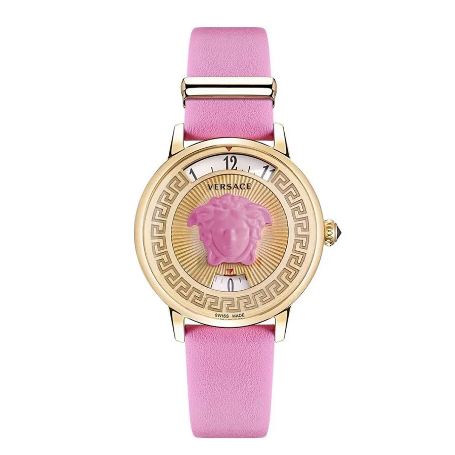 Đồng hồ Versace Thép không gỉ, Mạ PVD, Dây da - Đồng Hồ Nữ Versace Medusa Icon Watch Màu Hồng 38mm - Vua Hàng Hiệu