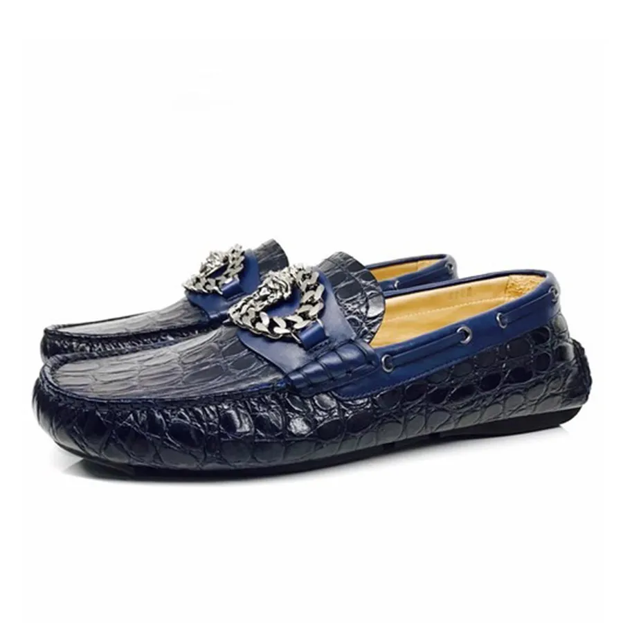 Giày Lười Versace Men's Blue Loafer Màu Xanh Navy Size 39.5