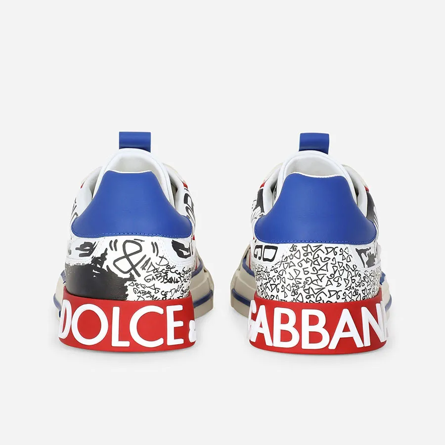 Giày Sneakers Dolce Gabbana D&G Graffiti-print Calfskin Custom