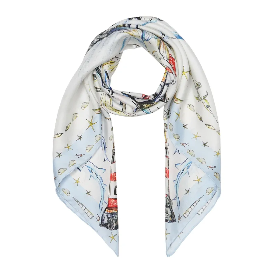 Thời trang Burberry Lụa - Khăn Lụa Burberry Marine Sketch Print Silk Scarf Phối Màu - Vua Hàng Hiệu