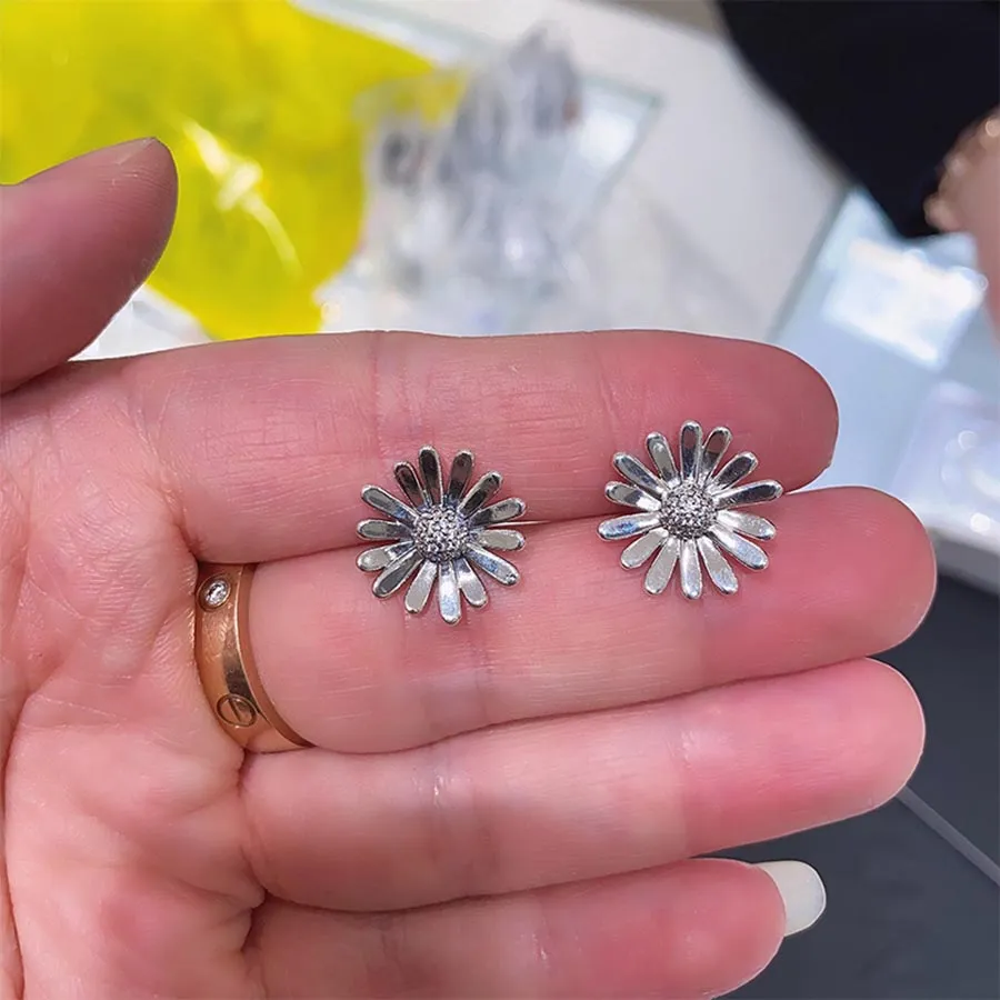 Pavé daisy flower statement stud earrings Clearance