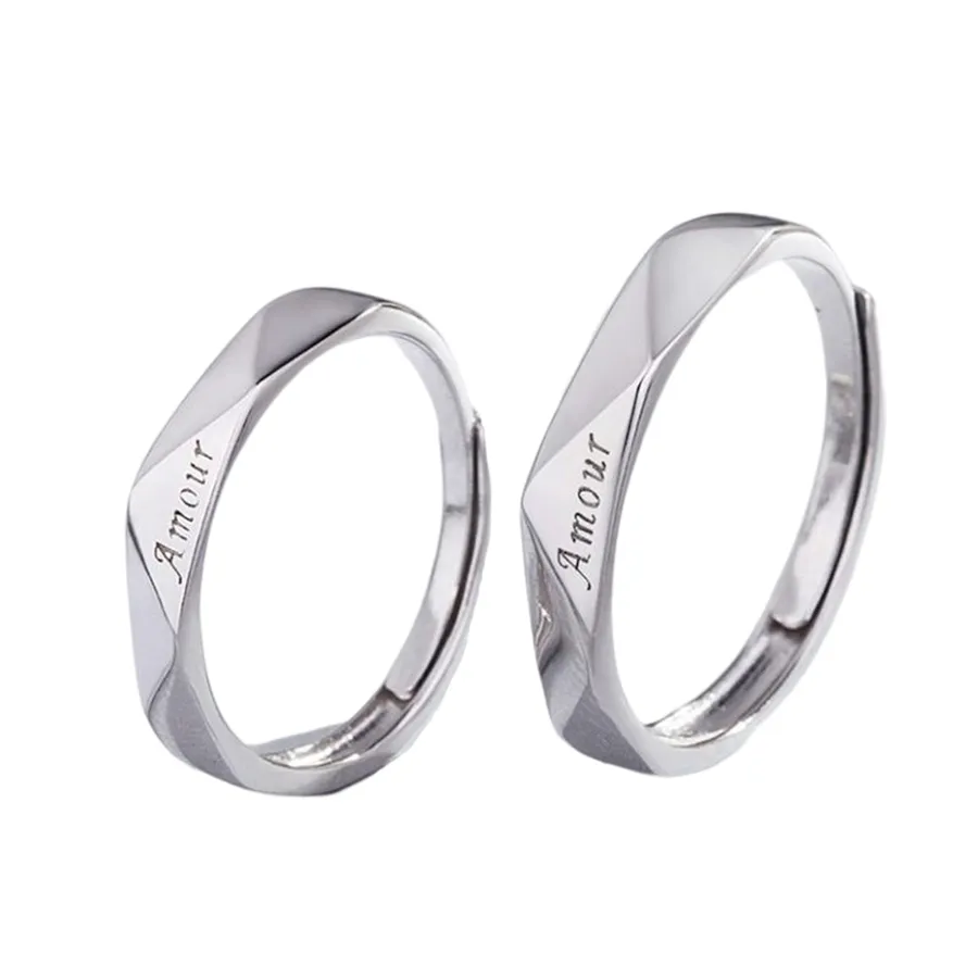 Nhẫn Đôi LiLi Jewelry Khắc Tên Chữ Theo Yêu Cầu Couple Lili_196429 Màu Bạc