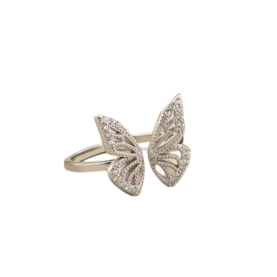 Nhẫn LiLi Jewelry Butterfly Đính Đá Cz Lili_182817 Màu Bạc