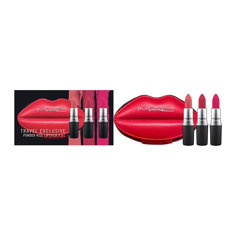 Set Son MAC Travel Exclusive Powder Kiss Lipstick (3 x 3g) Vua Hàng Hiệu