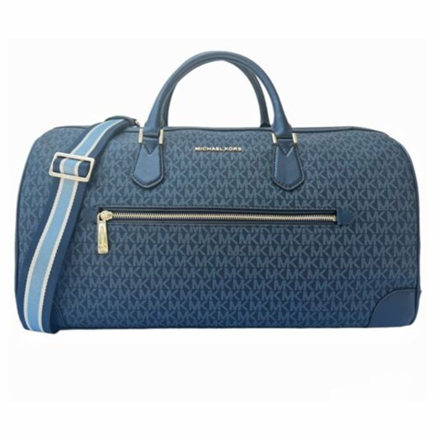 Michael Kors Handbags Blue BEDFORD Pebbled Leather Shoulder Bag on OnBuy