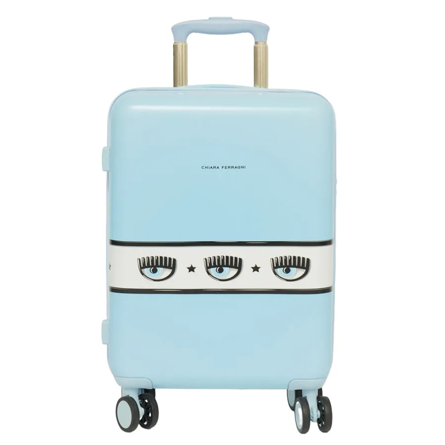 Chiara Ferragni - Vali Chiara Ferragni Logomania Hardshell Suitcase Màu Xanh Nhạt Size Cabin - Vua Hàng Hiệu