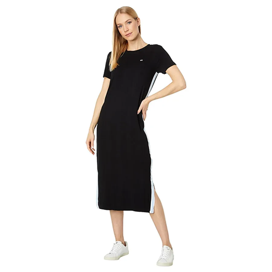 Thời trang - Váy Tommy Hilfiger Midi Short-Sleeved Dresses With Chic Stripe Detailing Down The Side T2AD0AAG Màu Đen Size XS - Vua Hàng Hiệu