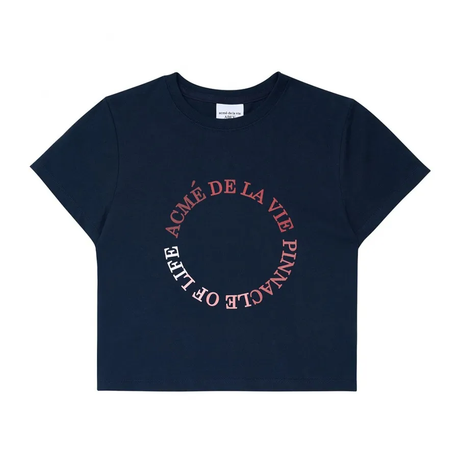 Acmé De La Vie Cotton - Áo Croptop Acmé De La Vie ADLV T-Shirt Crop Top Circle Logo Màu Xanh Navy - Vua Hàng Hiệu