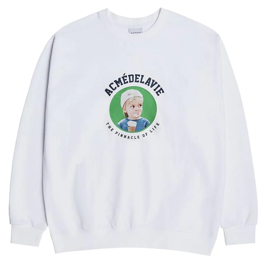 Thời trang Acmé De La Vie Trắng - Áo Nỉ Sweater Acmé De La Vie ADLV Baby Face Sweatshirt White Mini Cap Màu Trắng - Vua Hàng Hiệu