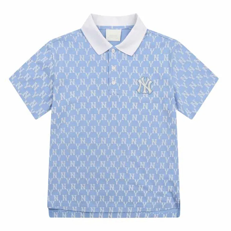 Thời trang MLB Xanh - Áo Polo MLB Monogram Allover Collar Short Sleeve T-shirt New York Yankees 31TSQM131-50S Size S - Vua Hàng Hiệu