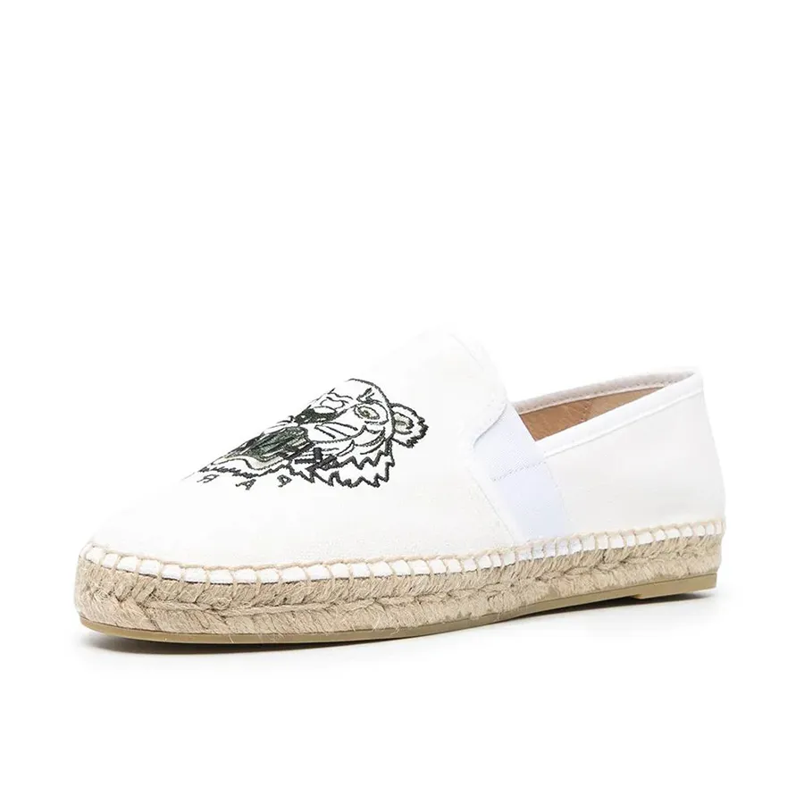Giày Kenzo - Giày Slip-On Kenzo Tiger-Embroidered Espadrilles Màu Trắng - Vua Hàng Hiệu