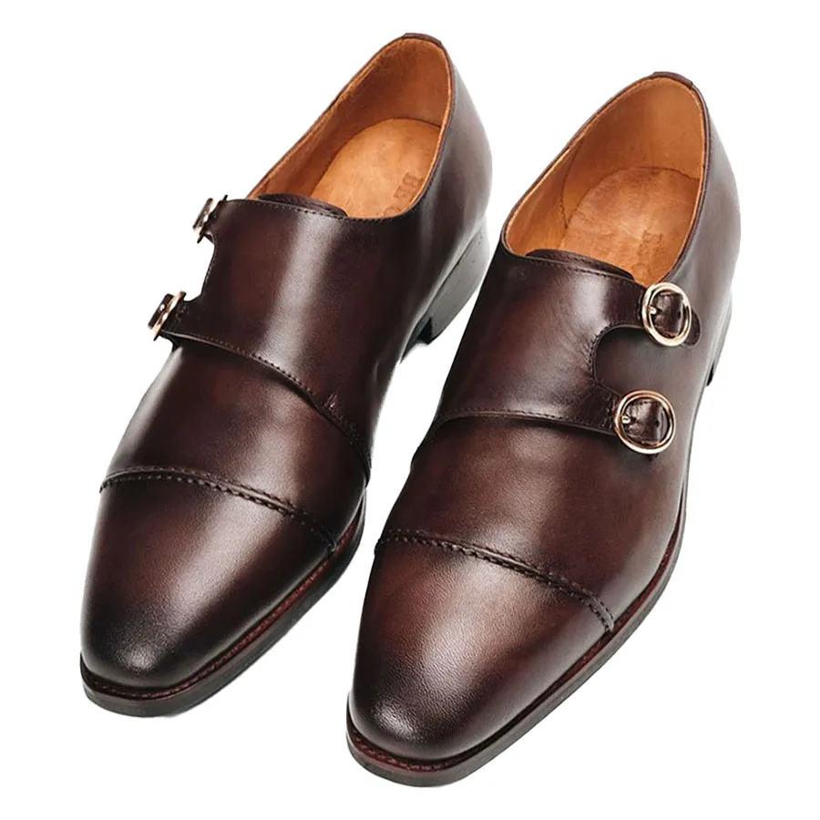 Giày Việt Nam - Giày Tây Be Classy Classic Double Stitches Monkstrap - MS07 Màu Nâu - Vua Hàng Hiệu