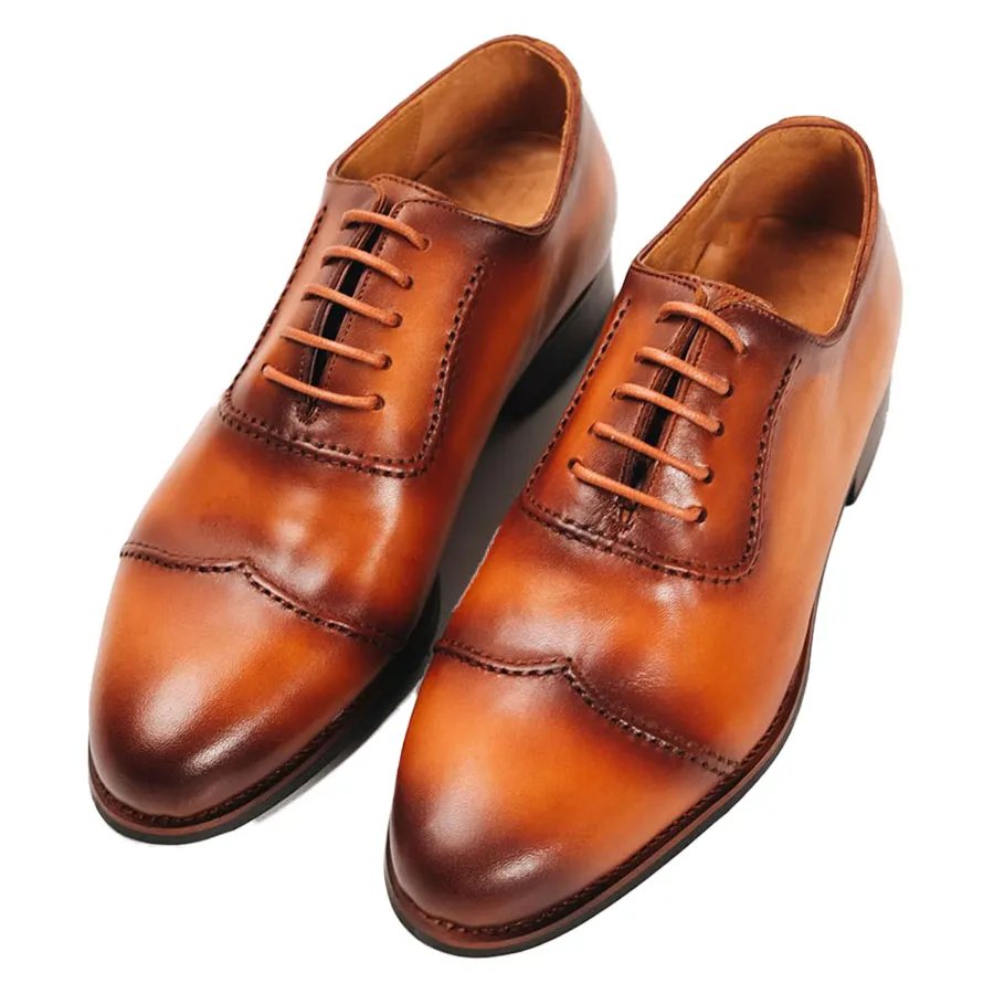 Giày Da bò - Giày Tây Be Classy Double Stitches Oxford - OF22 Màu Nâu Vàng - Vua Hàng Hiệu