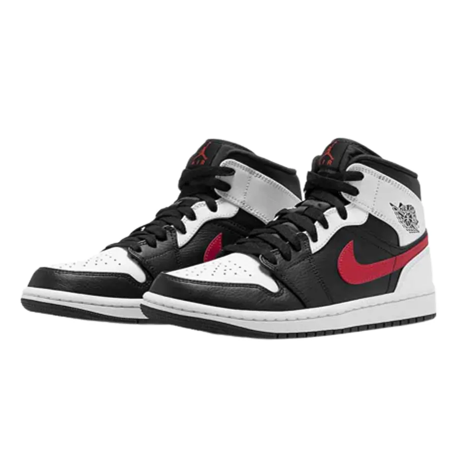 Giày Nike Nike Jordan - Giày Thể Thao Nike Jordan 1 Mid Black Chile Red White Màu Đen Trắng - Vua Hàng Hiệu