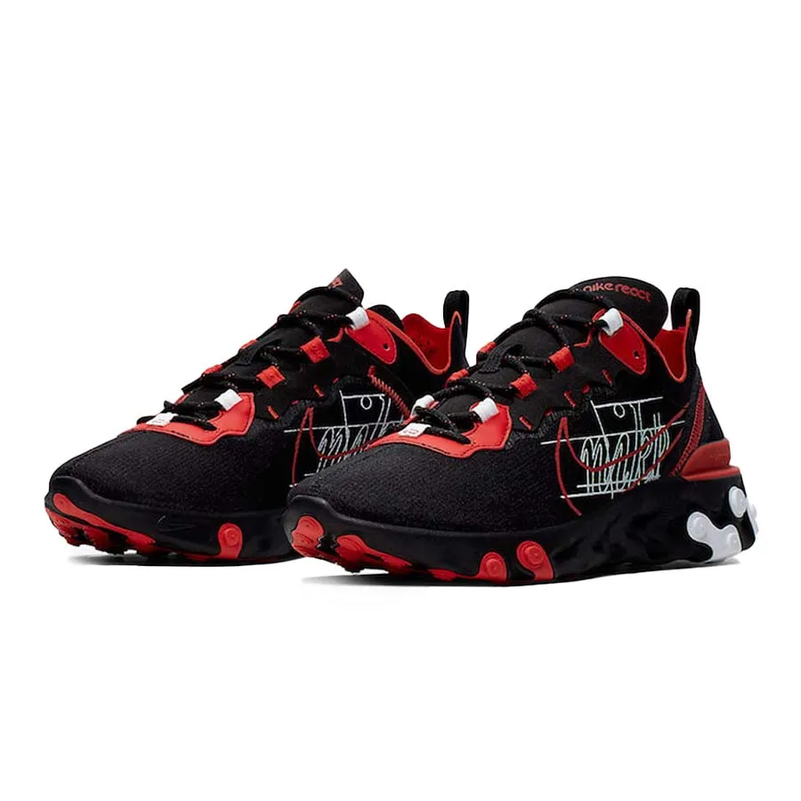 Giày Thể Thao Nike React Element 55 Script Swoosh Pack Black Vua