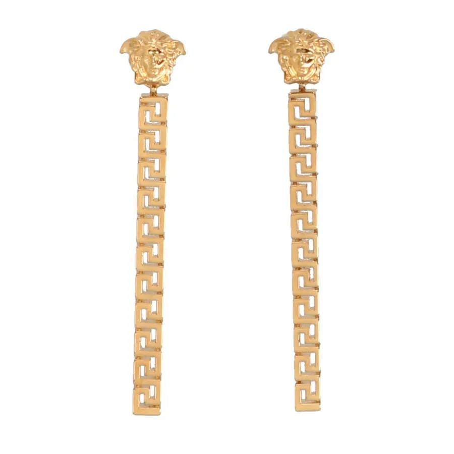 Khuyên Tai Versace Greca Medusa Linear Drop Earrings 10008671A006203J000 Màu Vàng Gold
