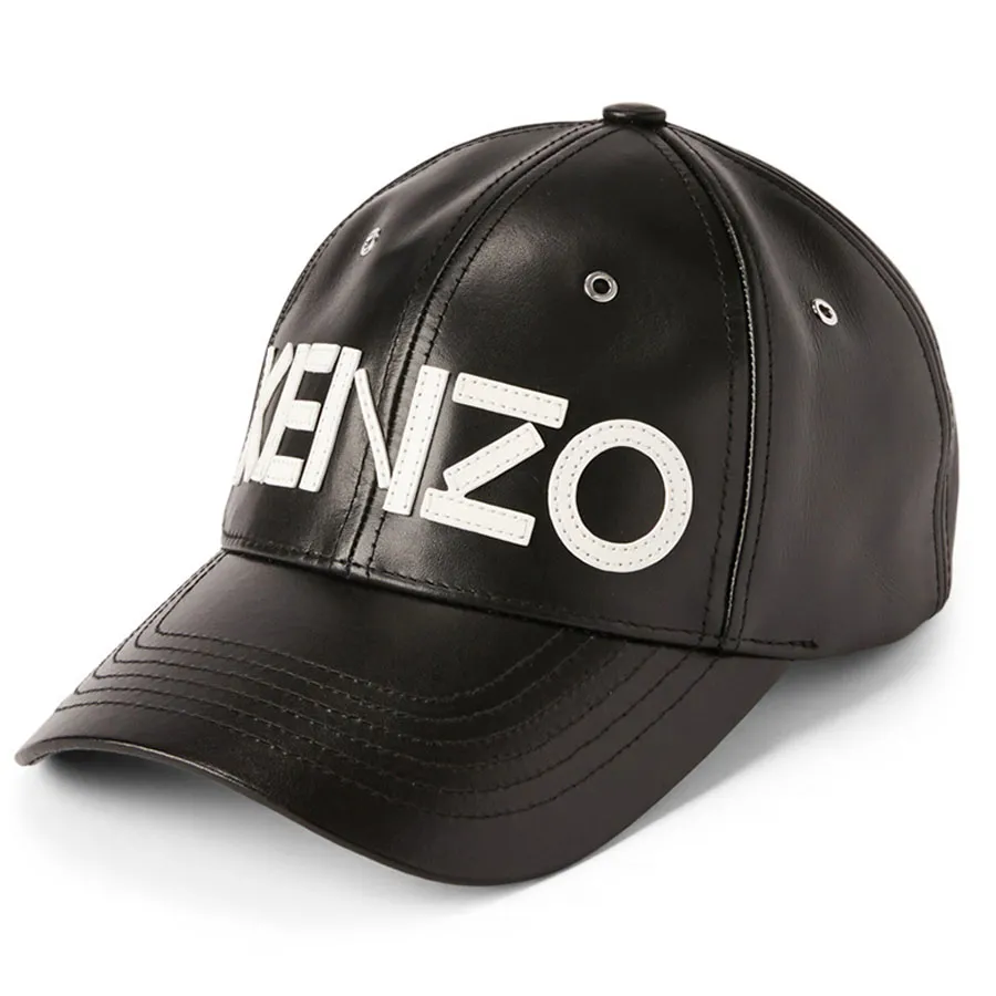 Kenzo Mũ lưỡi trai - Mũ Kenzo Leather Cap With Logo Màu Đen - Vua Hàng Hiệu