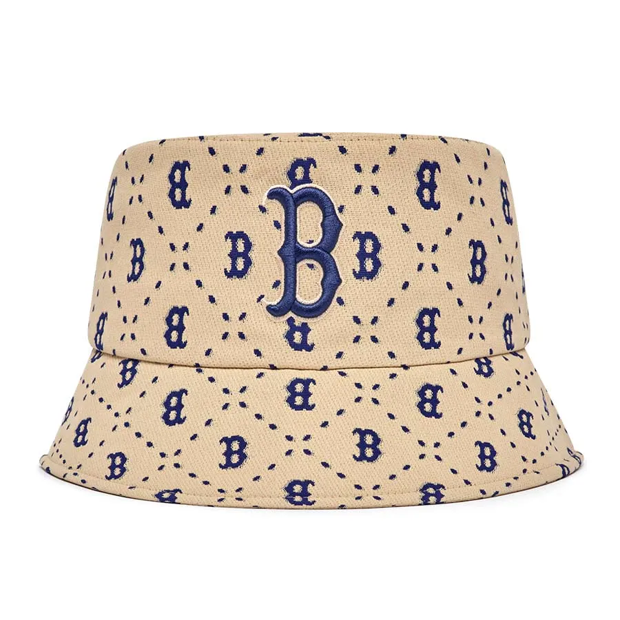 Mũ nón - Mũ MLB Bucket Denim Dia Monogram Boston Red Sox 3AHTM023N-43SAL Màu Be Size 57 - Vua Hàng Hiệu