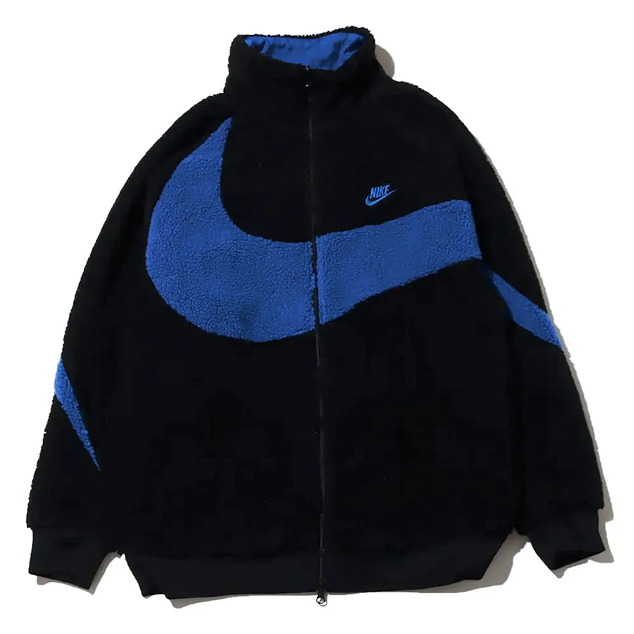 Thời trang Vải lông cao cấp - Áo Khoác Lông Nike Men's Full-Zip Reversible Boa Jacket BQ6546-009 Màu Xanh Đen Size M - Vua Hàng Hiệu