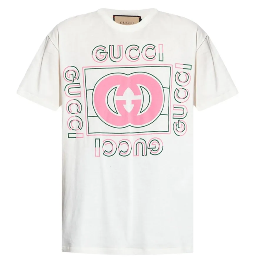 Thời trang Gucci Áo phông - Áo Phông Gucci White Logo Vintage Printed 717422/XJEWG9095 Màu Trắng - Vua Hàng Hiệu