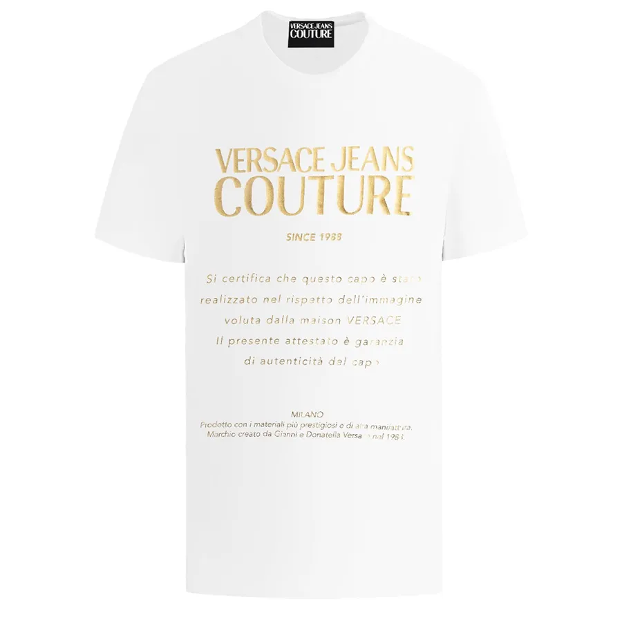 Versace Áo phông - Áo Phông Versace Jean Couture Gold Foil Printed 73GAHT26 CJ00T G03 Màu Trắng - Vua Hàng Hiệu