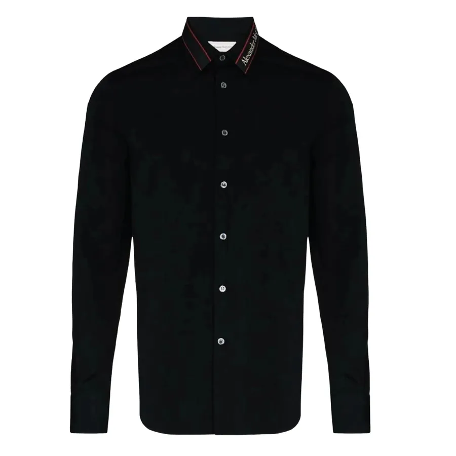 Thời trang Alexander Mcqueen Áo sơ mi - Áo Sơ Mi Alexander Mcqueen Logo Collar Shirt Màu Đen Size S - Vua Hàng Hiệu