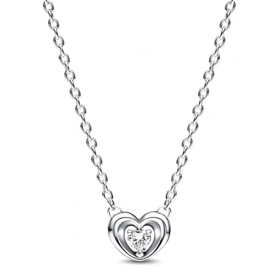 Dây Chuyền Pandora Moments 925 Sterling Zilveren Heart Ketting 392494C01-45 Màu Bạc